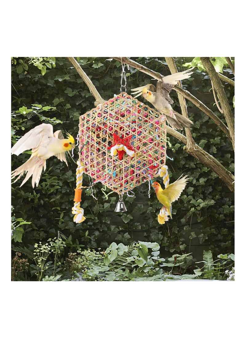 Hexagonal Bird Foraging Shredding Toys, Safe Funny Bird Chewing Toys Bird Chewing Toys Colorful Bird Toys Bird Cage Accessories for Parakeet Cockatiel Conure Lovebird Budgies African Grey