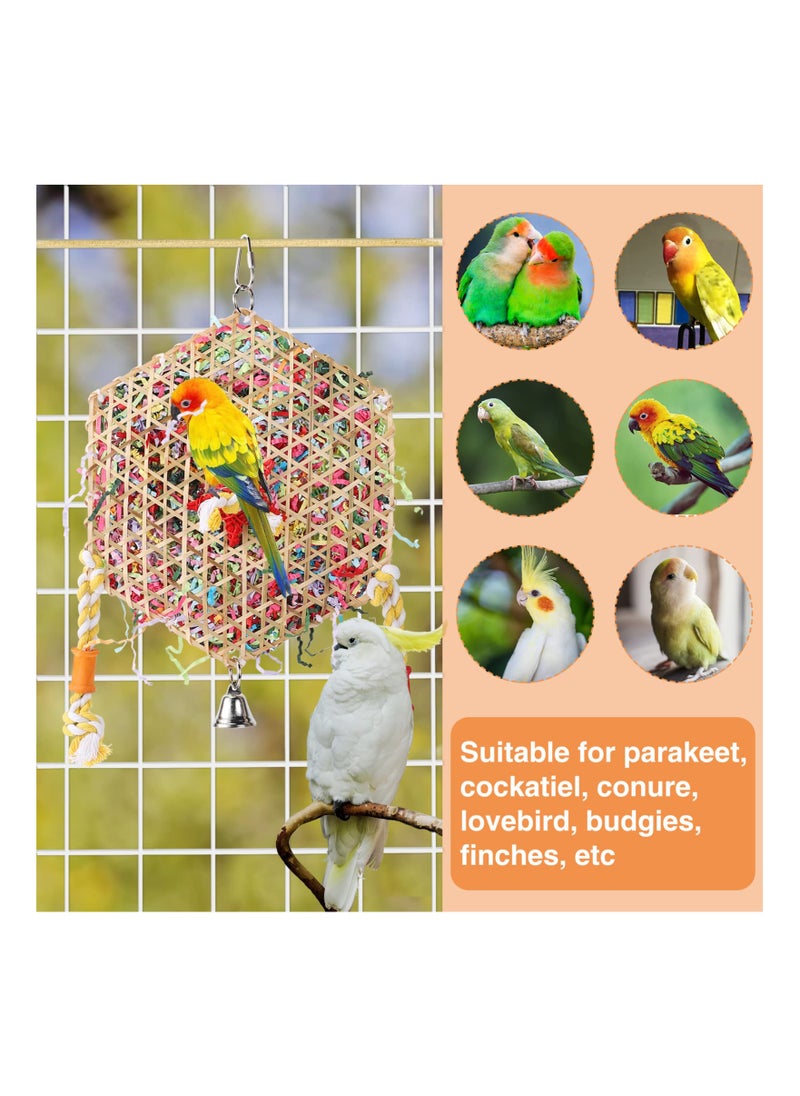 Hexagonal Bird Foraging Shredding Toys, Safe Funny Bird Chewing Toys Bird Chewing Toys Colorful Bird Toys Bird Cage Accessories for Parakeet Cockatiel Conure Lovebird Budgies African Grey