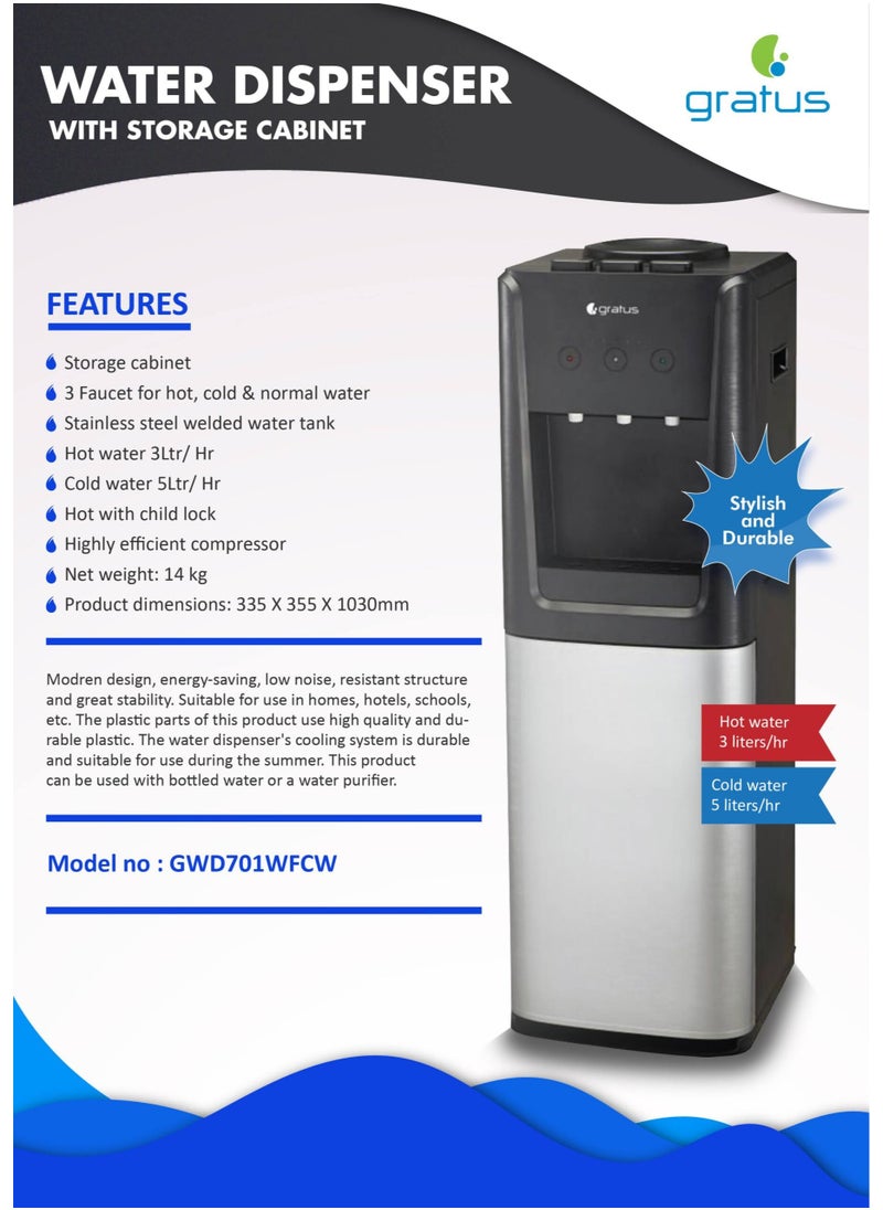 Gratus Hot & Cold 3 Tap Floor Standing water dispenser