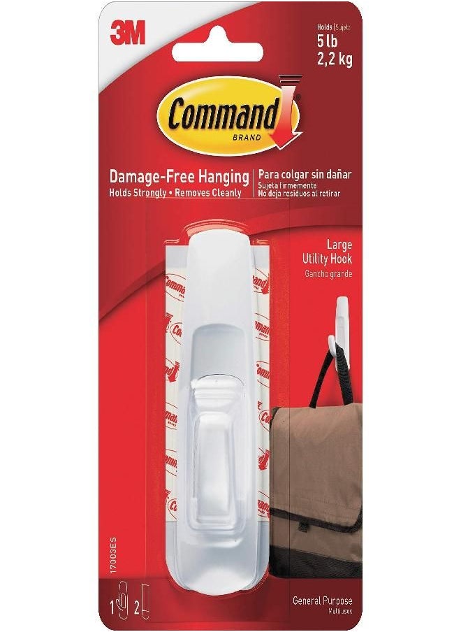 Command Store,Plastic Utility Hook, Large, 5-Pound Capacity, 4-Hooks, White (3M - 17003ES - 4/Pack)