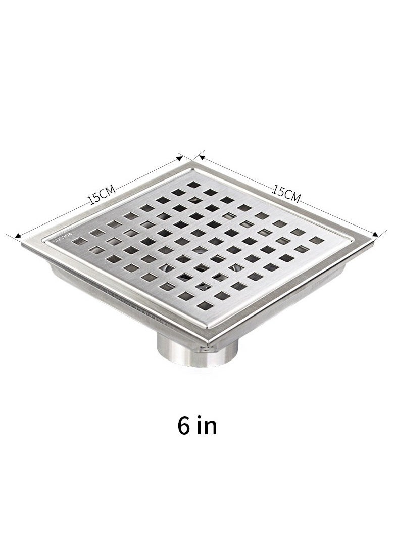 Stainless Steel Floor Drain Grid Invisible Flange Anti Odor 4/6 Inches