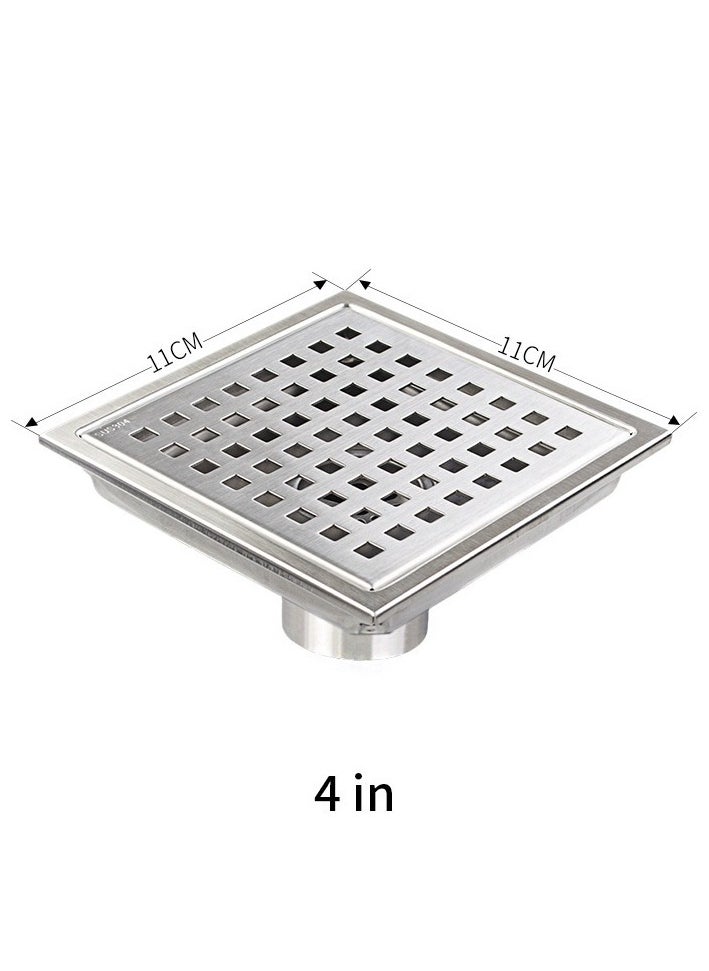 Stainless Steel Floor Drain Grid Invisible Flange Anti Odor 4/6 Inches