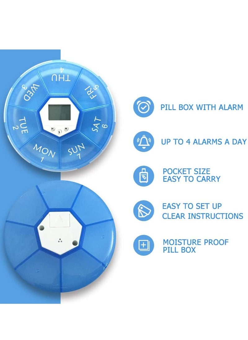 Pill Box 7 Day Weekly Pill Organizer Box With 4 Alarm Reminders