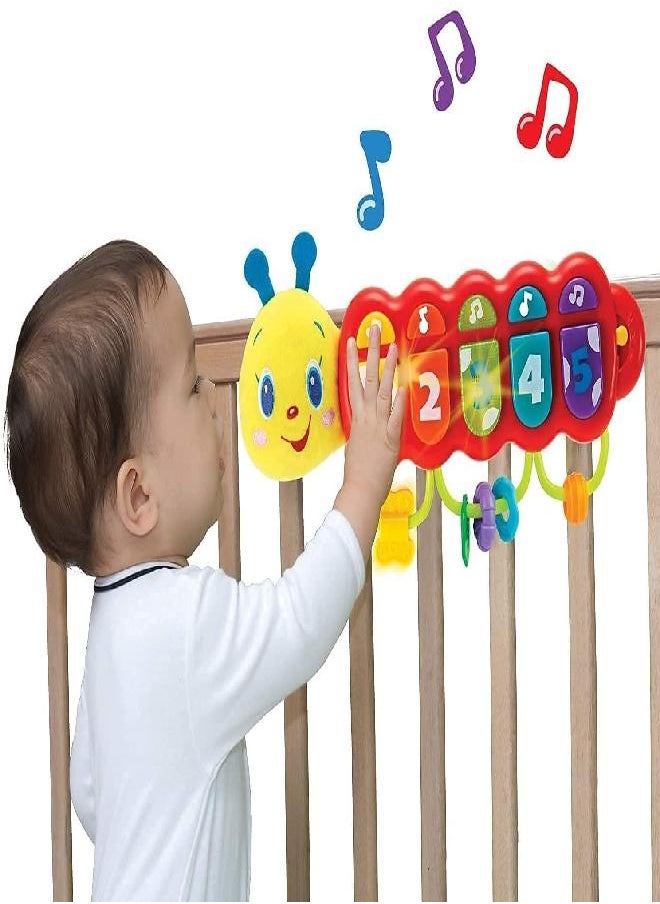 KiddoLab Lira The Caterpillar Crib Toys With Music and Lights. Baby Activity Stroller and Carseat Toys for Infants Learning. Baby Musical Light Up Toy Piano Stroller Toys, 3 Months Old Toys for Babies