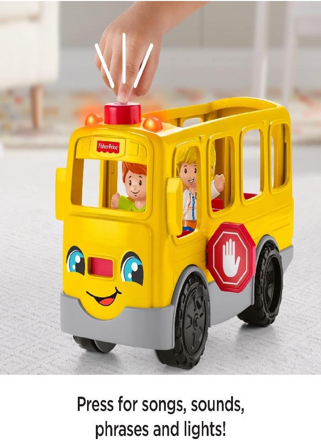 Fisher-Price Little People Musical Toddler Toy Sit With Me School Bus With Lights Sounds & 2 Figures For Ages 1+ Years