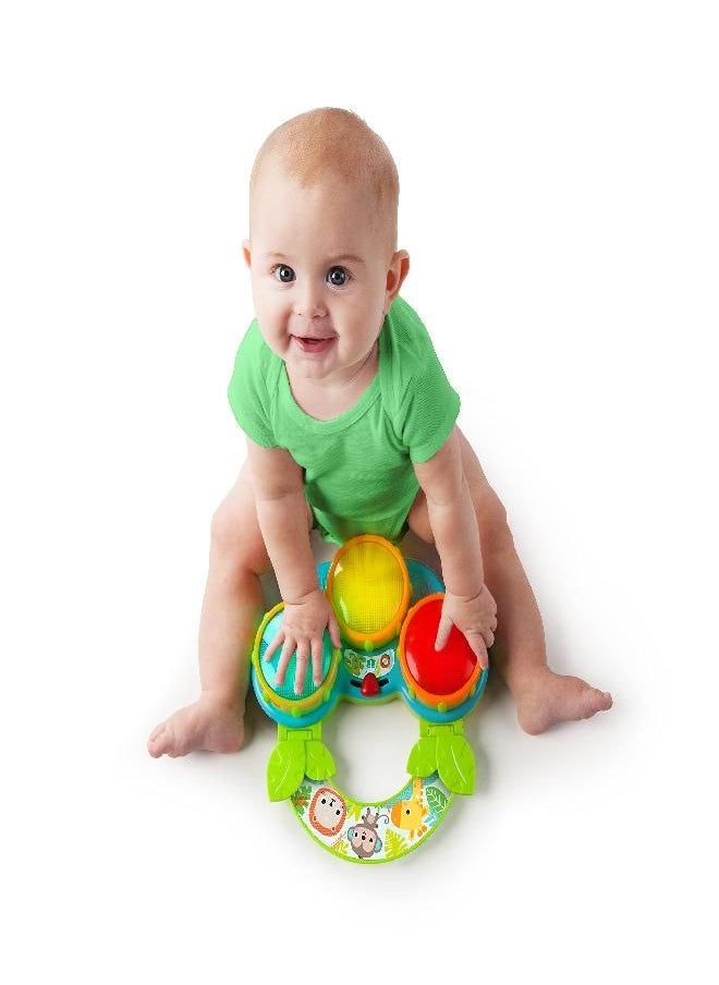 Bright Starts Safari Beats Musical Drum Toy with Lights, Ages 3 Months +, Multi