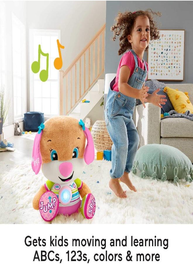 Fisher-Price Laugh & Learn Toddler Learning Toy So Big Sis Musical Plush Puppy With Smart Stages Content For Ages 18+ Months