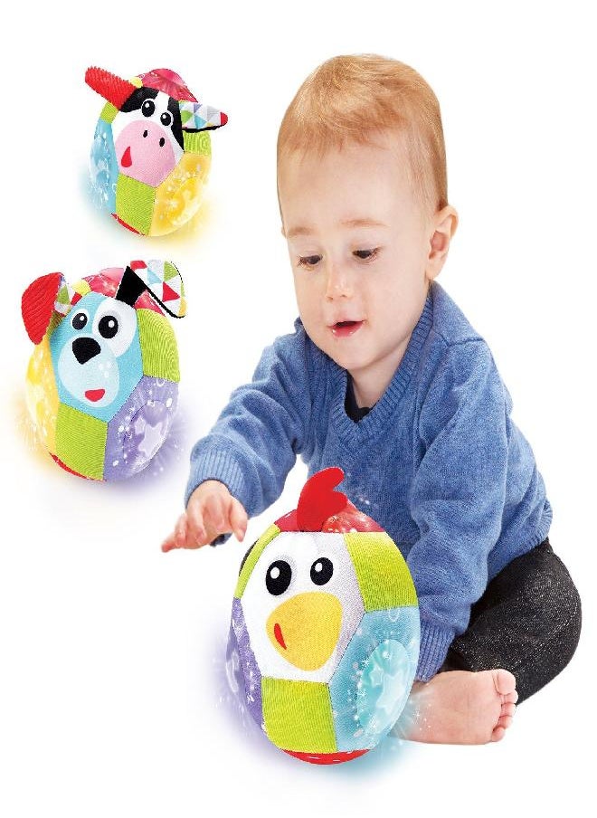 Yookidoo Baby Lights N' Music Friends Ball A Soft Newborn Musical Ball Toy with Flashing Stars and Three Friendly Farm Animals. Ideal for Floor Play, Stroller Or Crib.