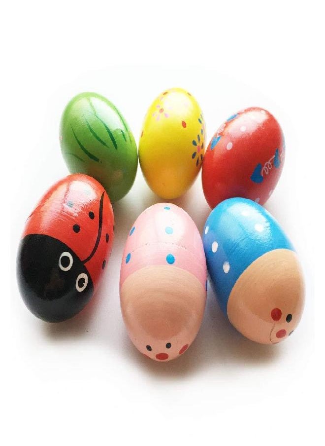 JoFAN 6 Pack Wooden Percussion Musical Shake Eggs Easter Egg Shakers for Kids Boys Girls Toddlers Easter Gifts Easter Basket Stuffers Fillers