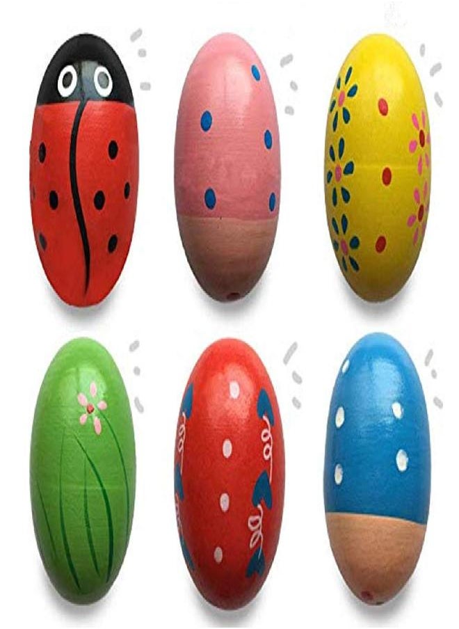 JoFAN 6 Pack Wooden Percussion Musical Shake Eggs Easter Egg Shakers for Kids Boys Girls Toddlers Easter Gifts Easter Basket Stuffers Fillers