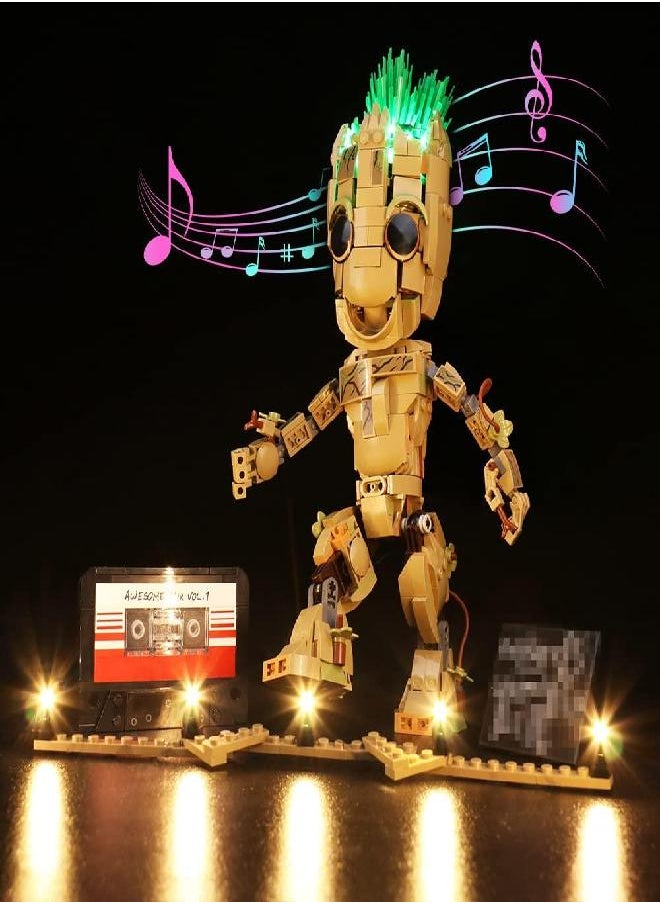 VONADO LED Light Kit for Lego Marvel I am Groot 76217, Music Version Lighting Compatible with Groot Lego 76217 (NO Lego Model), Creative DIY Decor Lights for Lego Building Toy Set (ONLY Lights)