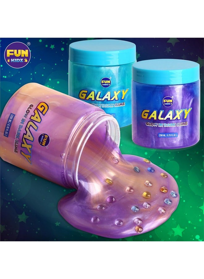 35.16 Fl Oz Galaxy Glowing Slime For Kids, Funkidz 1040Ml Premade Space Slime Pack Toy For Girls Boys Slime Kit With Neon, Glow, Metallic Fun Craft Party Gifts