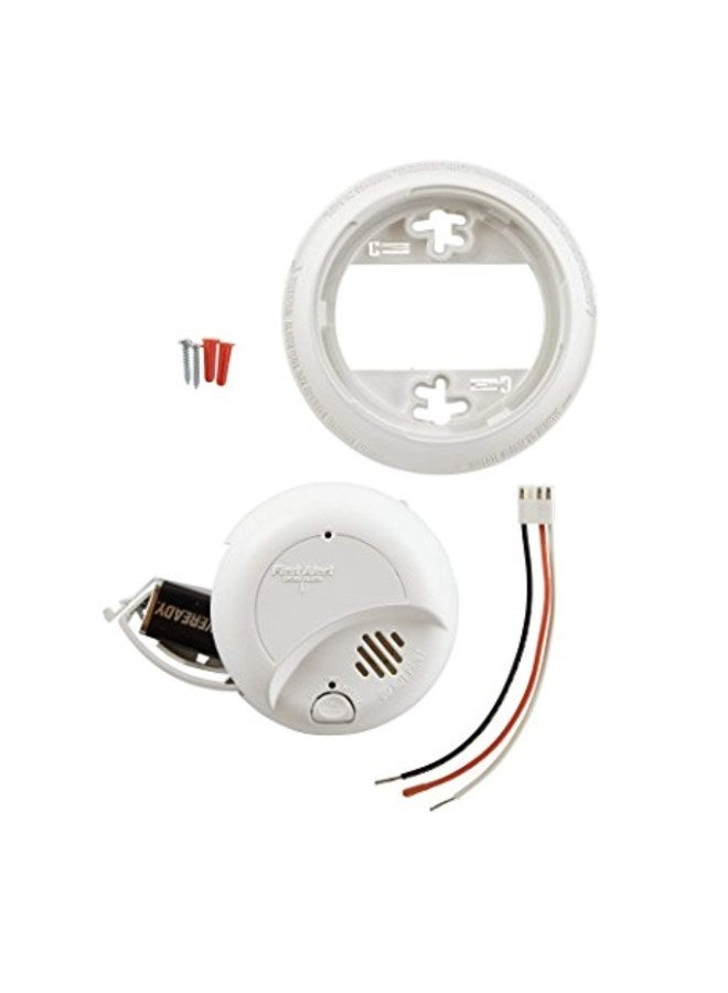 Hand Wired Smoke Detector Alarm White 5.6x5.6x2.2inch