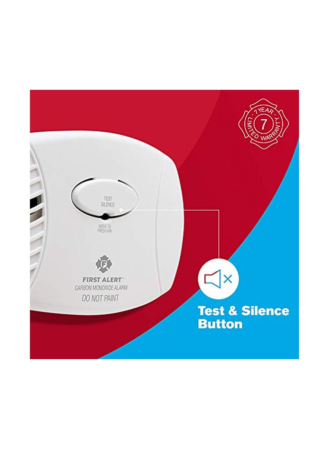 Carbon Monoxide Detector Alarm White 3.4x1.4x5inch