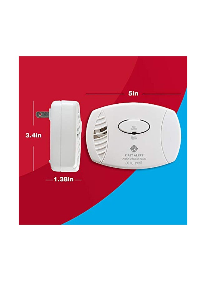 Carbon Monoxide Detector Alarm White 3.4x1.4x5inch