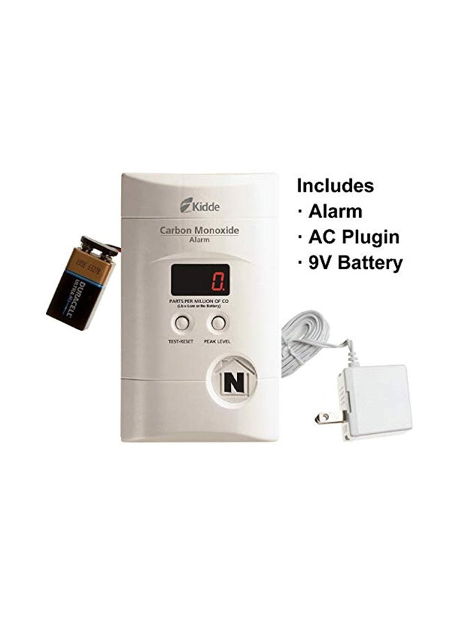 Carbon Monoxide Alarm Detector With Digital Display White 6.1x3.8x1.8inch