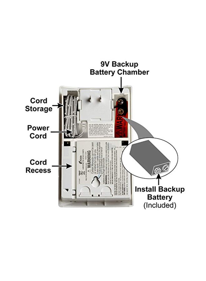 Carbon Monoxide Alarm Detector With Digital Display White 6.1x3.8x1.8inch