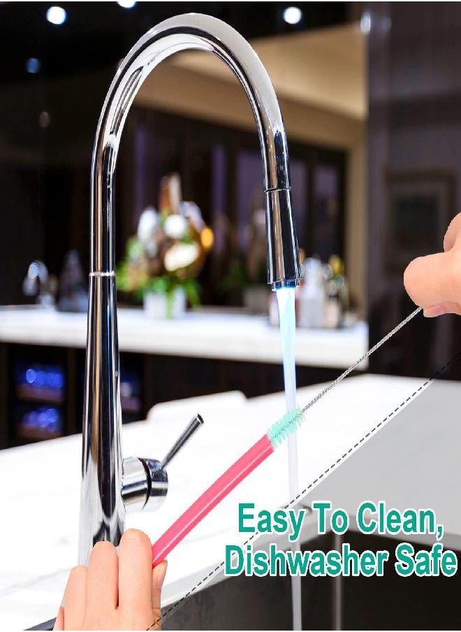 16 Pcs Reusable Straw Cleaning Brushes Bottle Test Tube Long Straw Cleaning Brush Nylon Washing Cleaner Tool Reusable Bottle Straw Brush in Different Size (White and Sky Blue,16 Pieces)