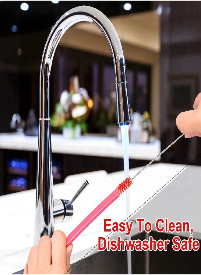 16 Pcs Reusable Straw Cleaning Brushes Bottle Test Tube Long Straw Cleaning Brush Nylon Washing Cleaner Tool Reusable Bottle Straw Brush in Different Size (White and Red,16 Pieces)