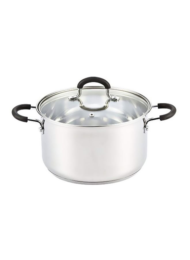 Stainless Steel Stockpot Silver/Black 8.4x7.8x7.8inch