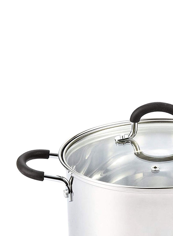 Stainless Steel Stockpot Silver/Black 8.4x7.8x7.8inch