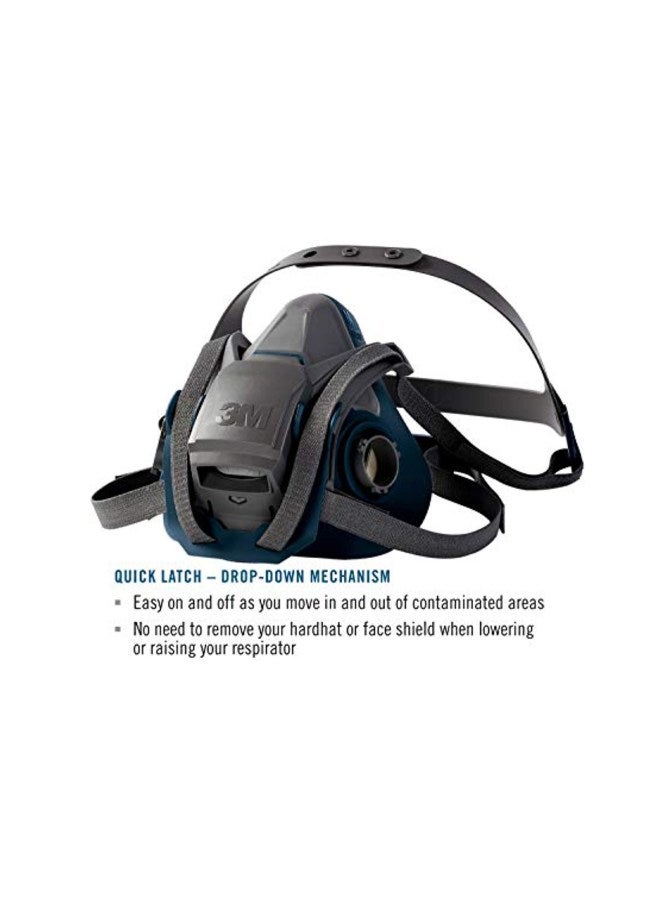 Comfort Quick Latch Half Facepiece Reusable Respirator Grey/Blue 7.2x4x8.1inch