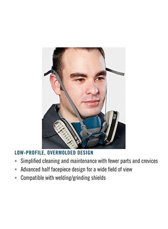 Comfort Quick Latch Half Facepiece Reusable Respirator Grey/Blue 7.2x4x8.1inch