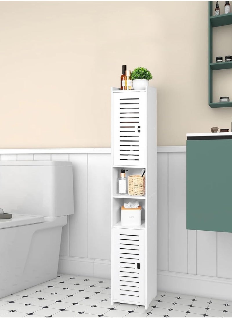 PVC Bathroom Storage Cabinet, Floor Standing Display Cabinet, Home Storage Furniture Organizer Unit for Office Living Room Kitchen Entryway, White