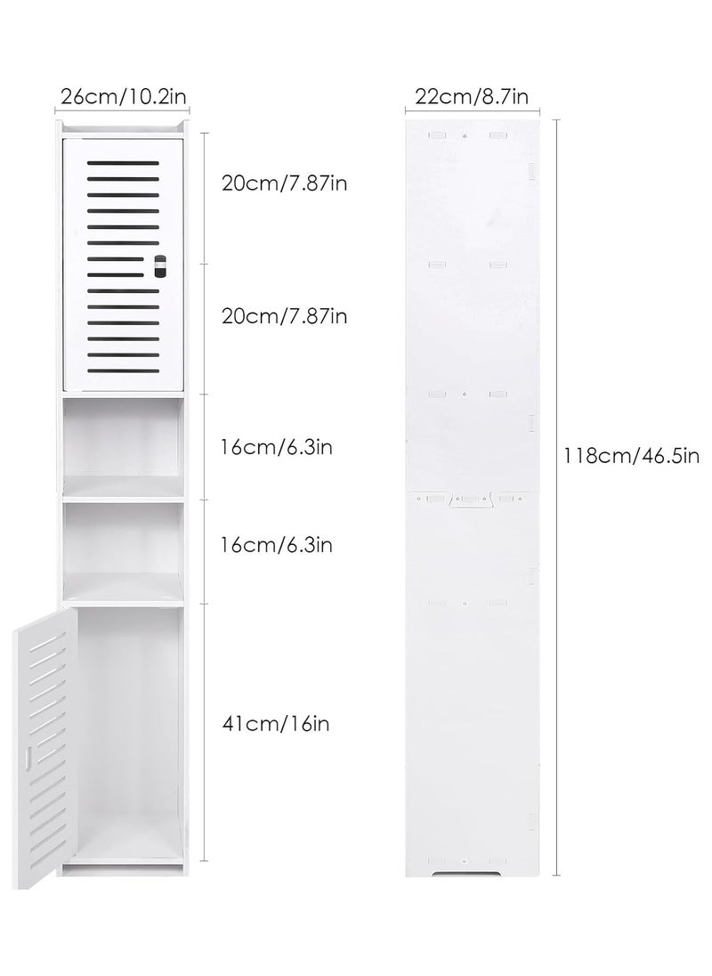 PVC Bathroom Storage Cabinet, Floor Standing Display Cabinet, Home Storage Furniture Organizer Unit for Office Living Room Kitchen Entryway, White