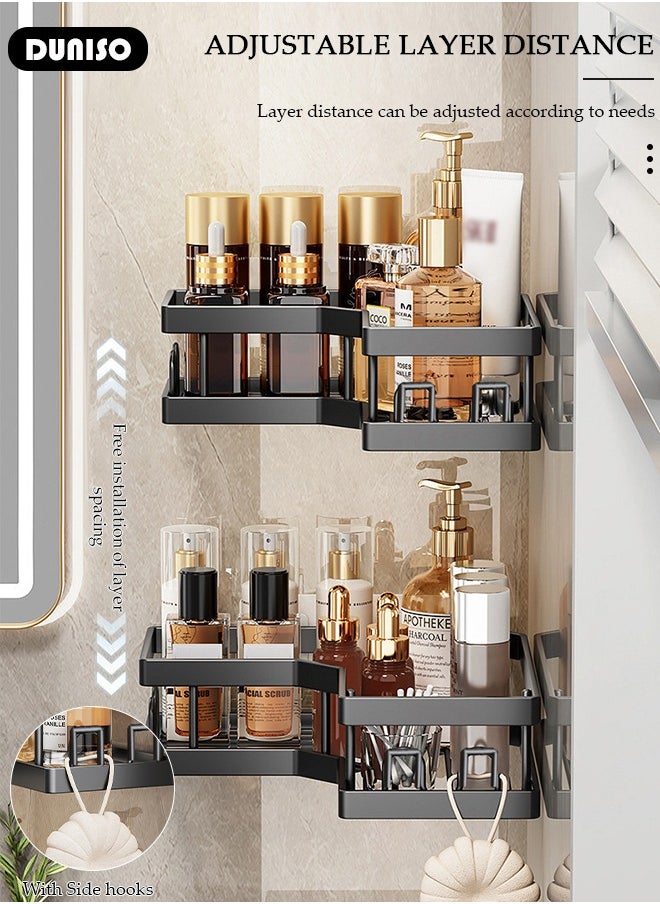 5 Pack Corner Shower Caddy, Wall Mounted Bathroom Shower Holder with Soap and toothbrush Holder, Adhesive Shower Shelf for Inside Shower, Removable Corner Organizer Shelves for Bathroom Storage, No Drilling Shower Storage Rack Basket for Toilet, Dorm and Kitchen