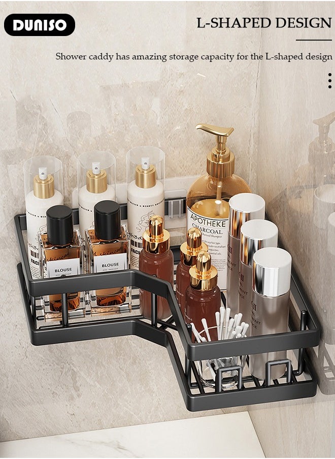 5 Pack Corner Shower Caddy, Wall Mounted Bathroom Shower Holder with Soap and toothbrush Holder, Adhesive Shower Shelf for Inside Shower, Removable Corner Organizer Shelves for Bathroom Storage, No Drilling Shower Storage Rack Basket for Toilet, Dorm and Kitchen