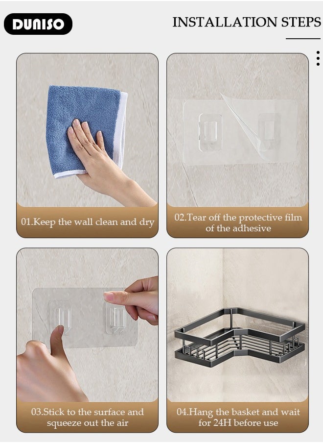 5 Pack Corner Shower Caddy, Wall Mounted Bathroom Shower Holder with Soap and toothbrush Holder, Adhesive Shower Shelf for Inside Shower, Removable Corner Organizer Shelves for Bathroom Storage, No Drilling Shower Storage Rack Basket for Toilet, Dorm and Kitchen