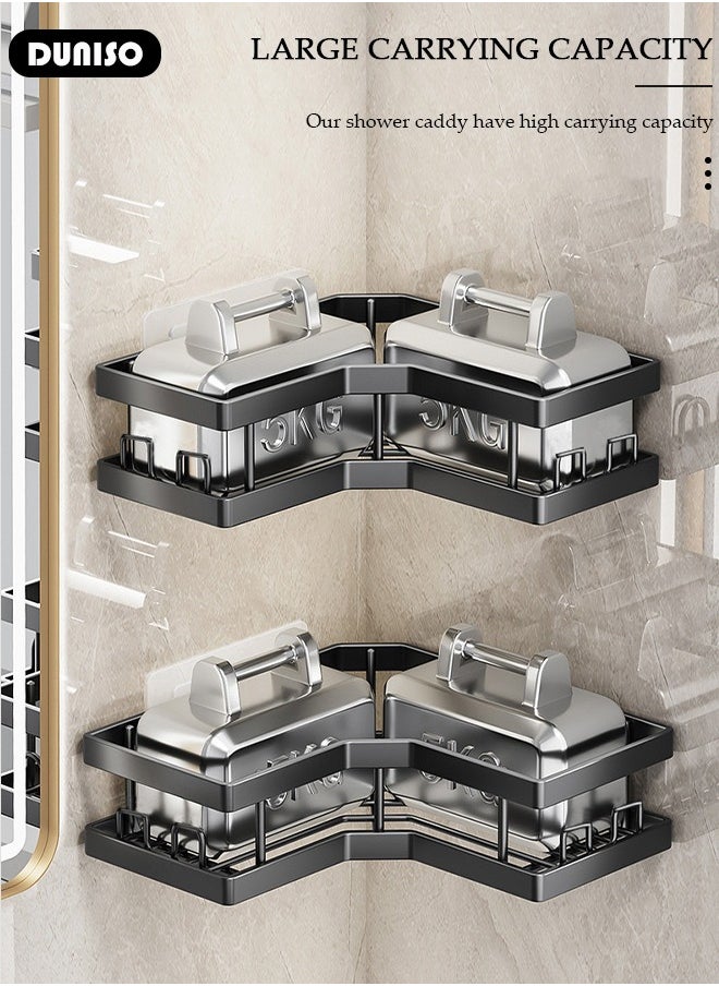 5 Pack Corner Shower Caddy, Wall Mounted Bathroom Shower Holder with Soap and toothbrush Holder, Adhesive Shower Shelf for Inside Shower, Removable Corner Organizer Shelves for Bathroom Storage, No Drilling Shower Storage Rack Basket for Toilet, Dorm and Kitchen