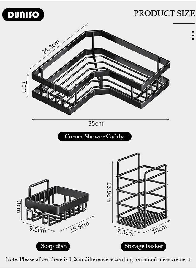 5 Pack Corner Shower Caddy, Wall Mounted Bathroom Shower Holder with Soap and toothbrush Holder, Adhesive Shower Shelf for Inside Shower, Removable Corner Organizer Shelves for Bathroom Storage, No Drilling Shower Storage Rack Basket for Toilet, Dorm and Kitchen