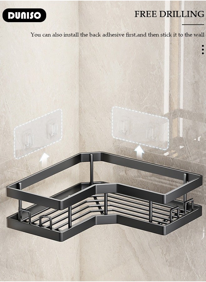 5 Pack Corner Shower Caddy, Wall Mounted Bathroom Shower Holder with Soap and toothbrush Holder, Adhesive Shower Shelf for Inside Shower, Removable Corner Organizer Shelves for Bathroom Storage, No Drilling Shower Storage Rack Basket for Toilet, Dorm and Kitchen