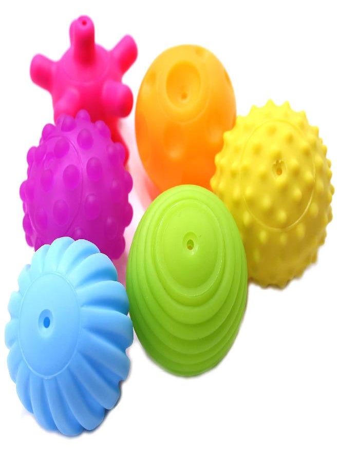 FIVOENDAR 6 Pack Sensory Balls for Kids, Massage Soft & Textured Balls Baby Hands Squeeze Balls Set Develop Kid's Tactile Senses Toys for Touch Hand Ball