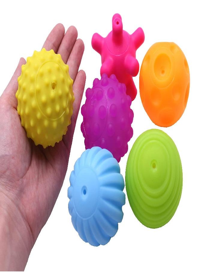 FIVOENDAR 6 Pack Sensory Balls for Kids, Massage Soft & Textured Balls Baby Hands Squeeze Balls Set Develop Kid's Tactile Senses Toys for Touch Hand Ball