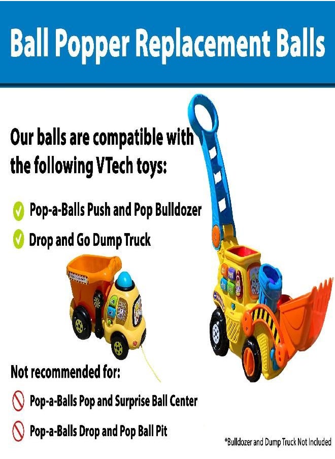 Multi-Colored Replacement Ball Set for VTech Pop-a-Balls Push and Pop Bulldozer Toy | Vibrant, Colorful Balls Compatible with Vtech Bulldozer Ball Popper Toy | 6 Ball Set