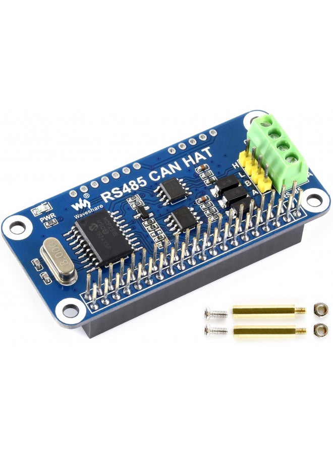 RS485 CAN HAT for Raspberry Pi 4B/3B+/3B/2B/B+/A+/Zero/Zero W/WH/Zero 2W, Long-Distance Communication via RS485/CAN Function Onboard CAN Controller MCP2515 via SPI Interface Transceiver SIT65HVD230DR