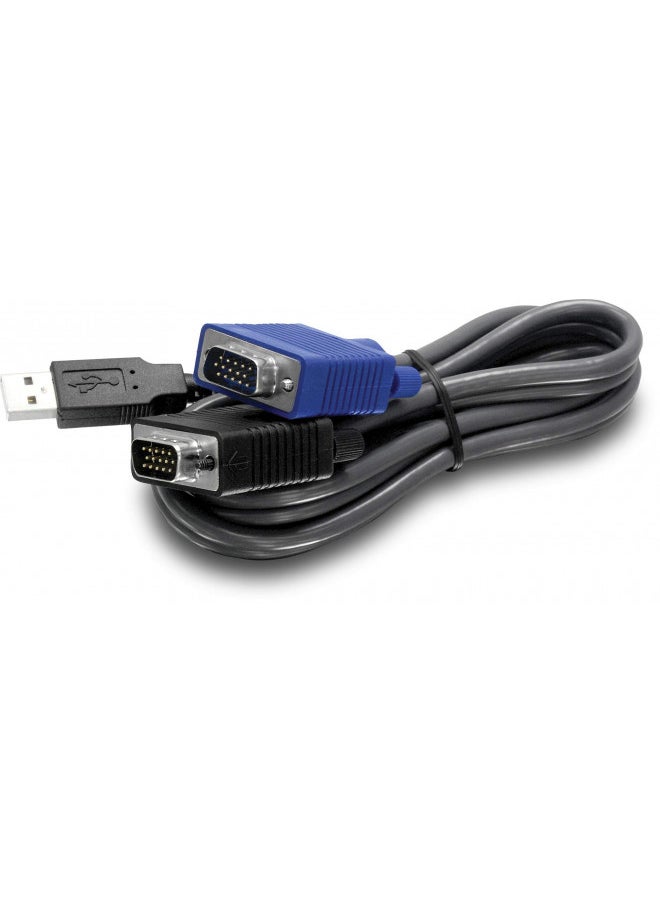 TRENDnet 2-in-1 USB VGA KVM Cable, TK-CU10, VGA/SVGA HDB 15-Pin Male to Male, USB 1.1 Type A, 10 Feet (3.1m), Connect Computers with VGA and USB Ports, USB Keyboard/Mouse Cable & Monitor Cable Black