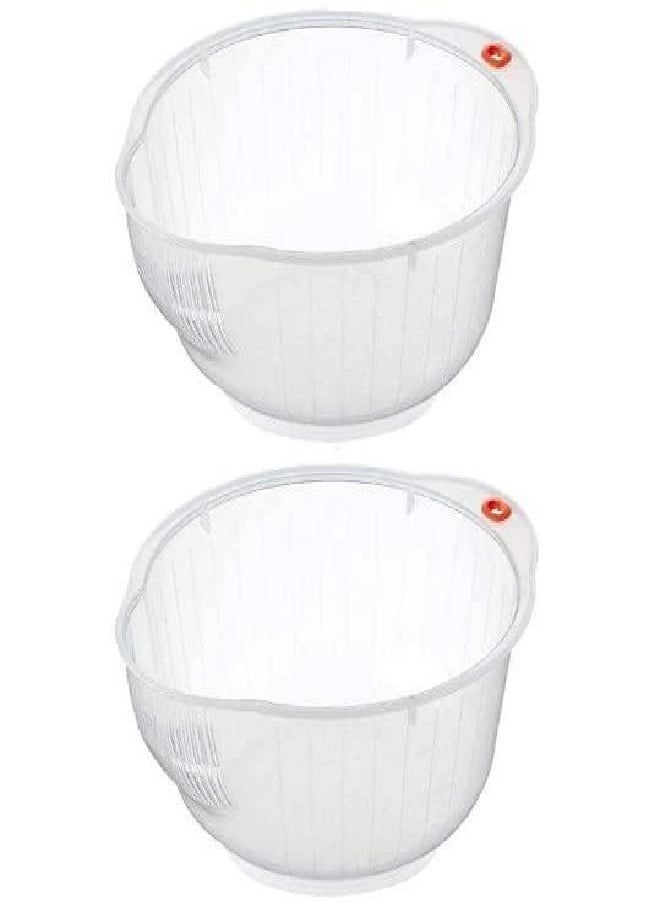 Inomata Japanese Rice Washing Bowl with Side and Bottom Drainers, Clear Limited Edition