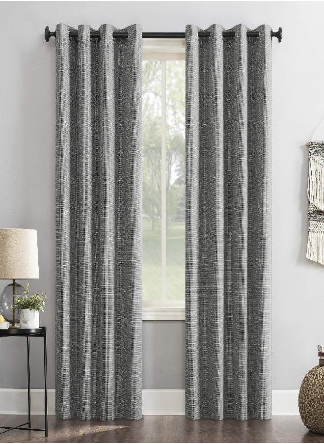 Sun Zero Brooks Burlap Weave Thermal Extreme Total Blackout Grommet Curtain Panel, 52