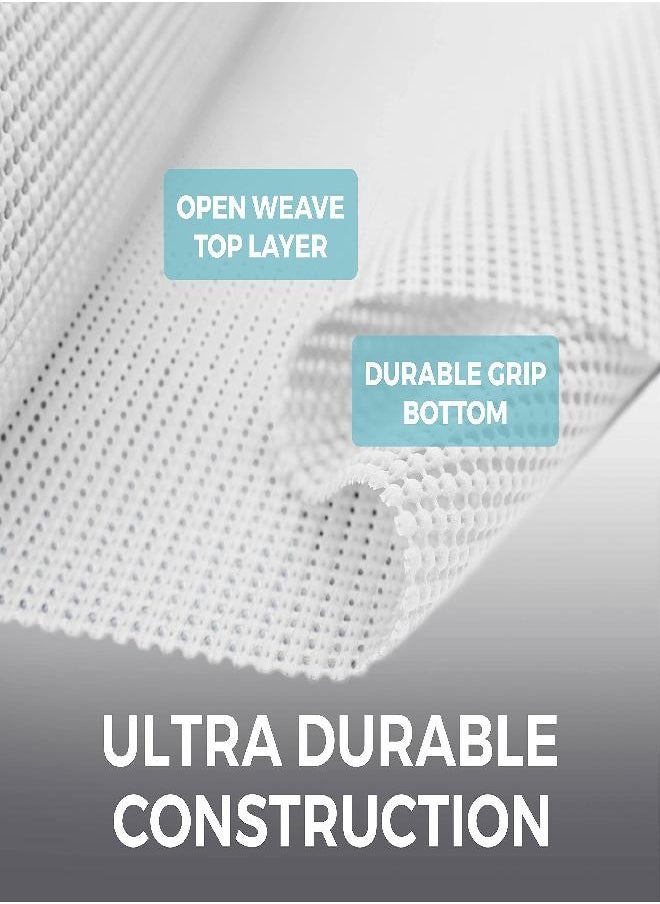 HOME GENIE Slip Resistant Drawer and Shelf Liner, Non Adhesive Roll, 17.5 Inch x 20 FT, Durable and Strong, Grip Liners for Drawers, Shelves, Cabinets, Pantry, Storage, Kitchen and Desks, Pure White