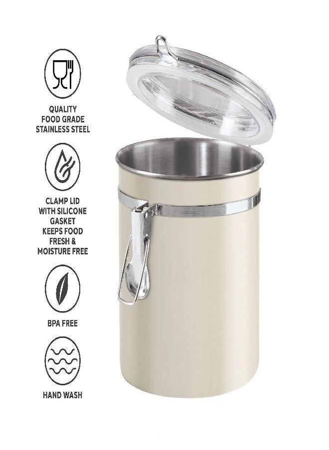 OGGI Stainless Steel Kitchen Canister 36oz, Gray - Airtight Clamp Lid, Clear See-Thru Top - Ideal for Kitchen Storage, Food Storage, Pantry Storage. Size 5