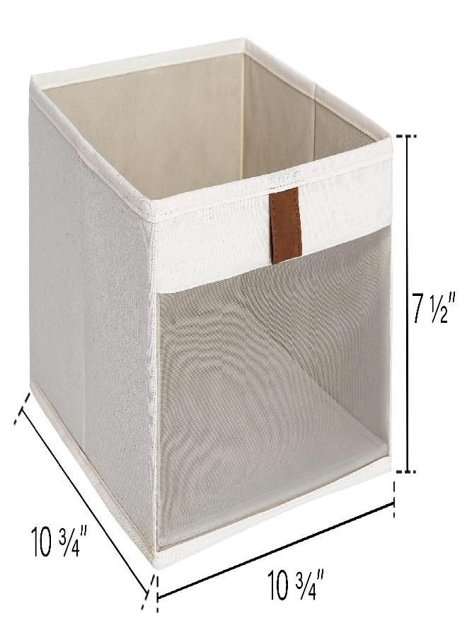 StorageWorks Closet Storage Bins with Clear Window and 2 Handles, Foldable Clothing Bins for Shelves, Large Fabric Organizer, Beige, 3 Pack