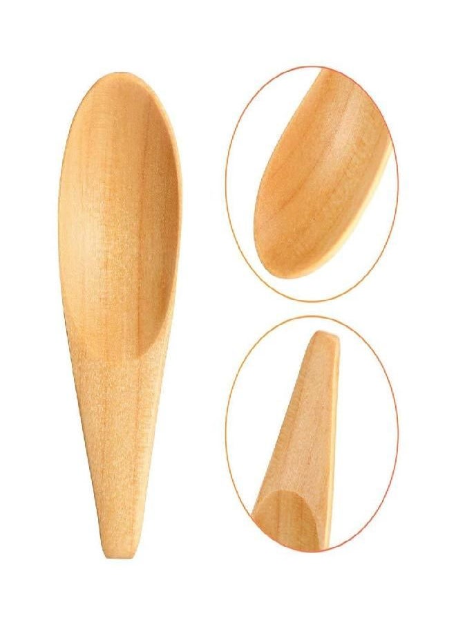 Wooden Scoop Solid Wood Condiment Spoon Mini Wood Salt Spoon with Short Handle for Tea, Coffee Bean Spoon for Milk Powder, Spice, Ice Cream, Natural Color 2pcs