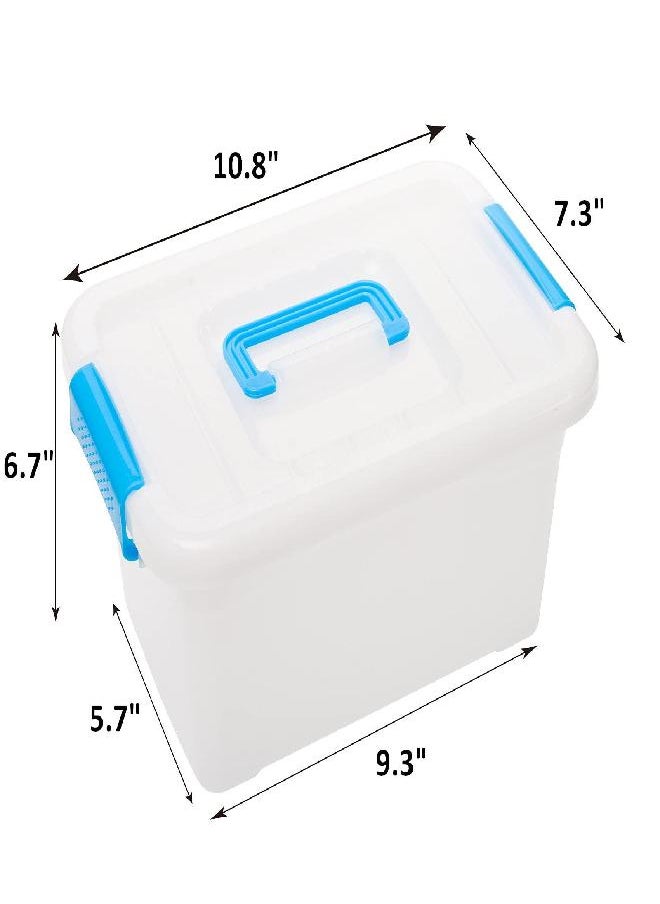 ZOOFOX 6 Pack Plastic Lidded Storage Bins, 6 Quart Clear Latch Container Box with Blue Handle and Lid, Stackable Latching Boxes for Organizing