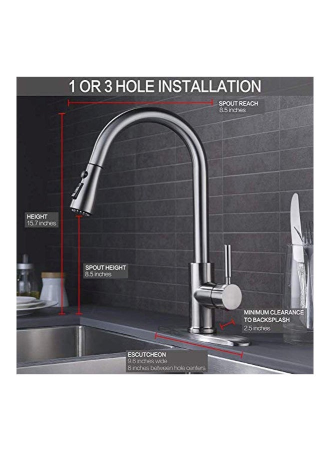 Single Handle High Arc Kitchen Faucet Silver 22.7x11x3.1inch