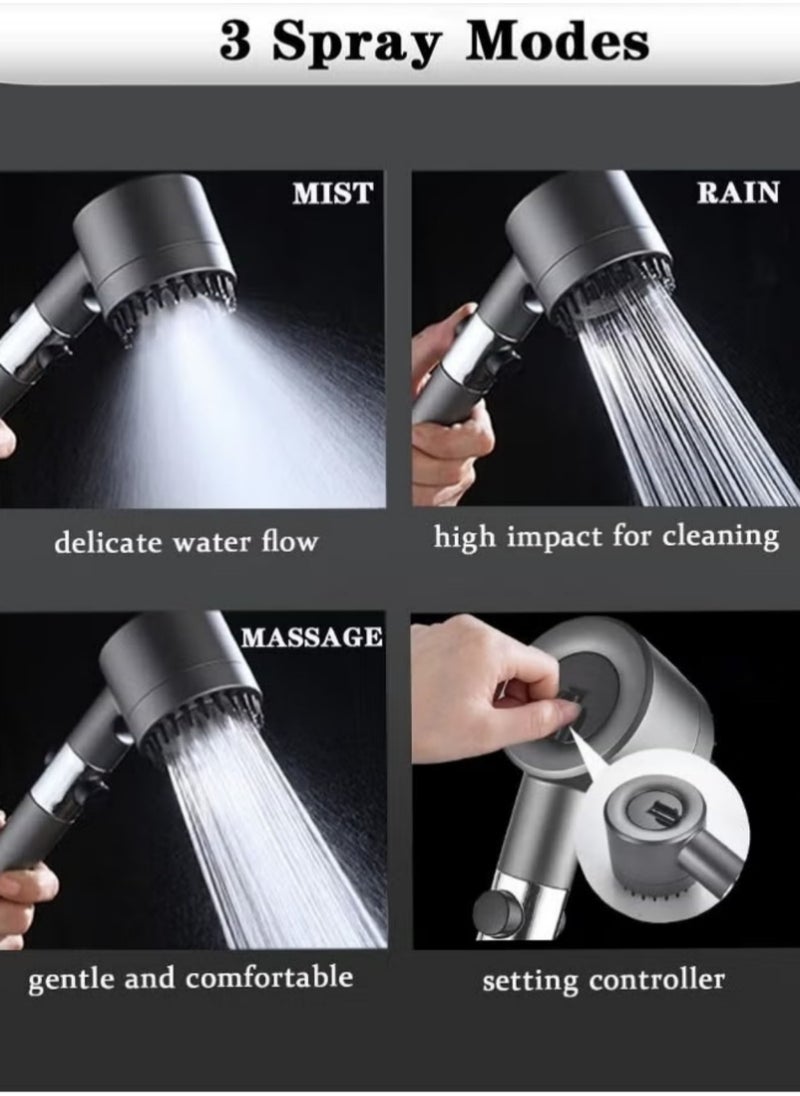 Filtered Shower Head with Handheld (3 Modes), Detachable Showerhead Filter Head with ON/OFF Switch,High Pressure Showerhead Set with 3 Filters、2m Hose、1 Adjustable Bracket,Remove Chlorine and Impurities, Massages Scalp to Anti Hairfall and Dry Skin