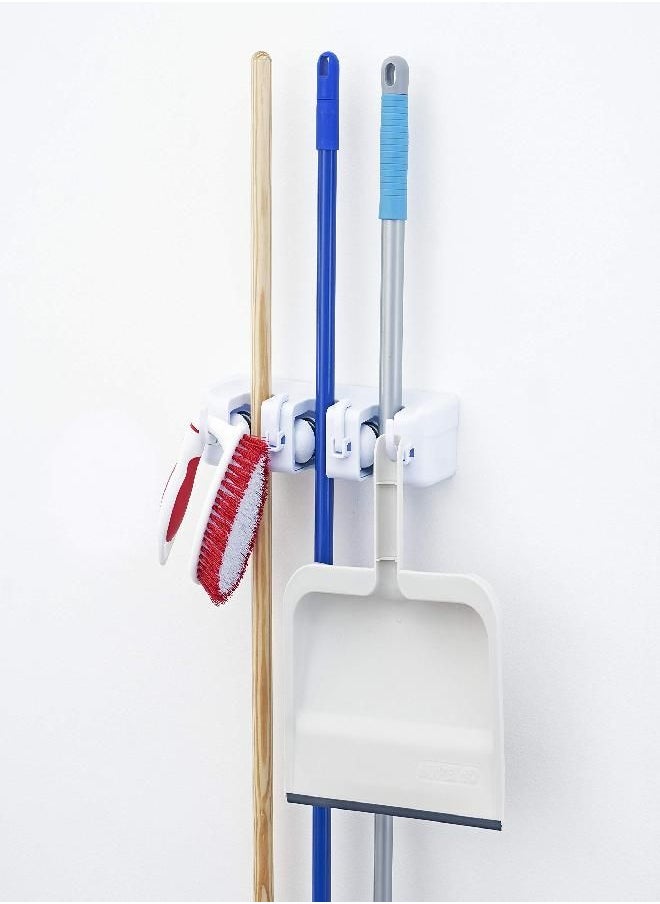 Superio Mop & Broom organizer 3-Slots (White 2-Pack)